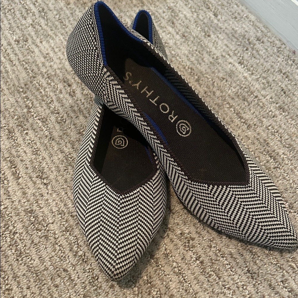 Rothy's Herringbone Black and White Flats